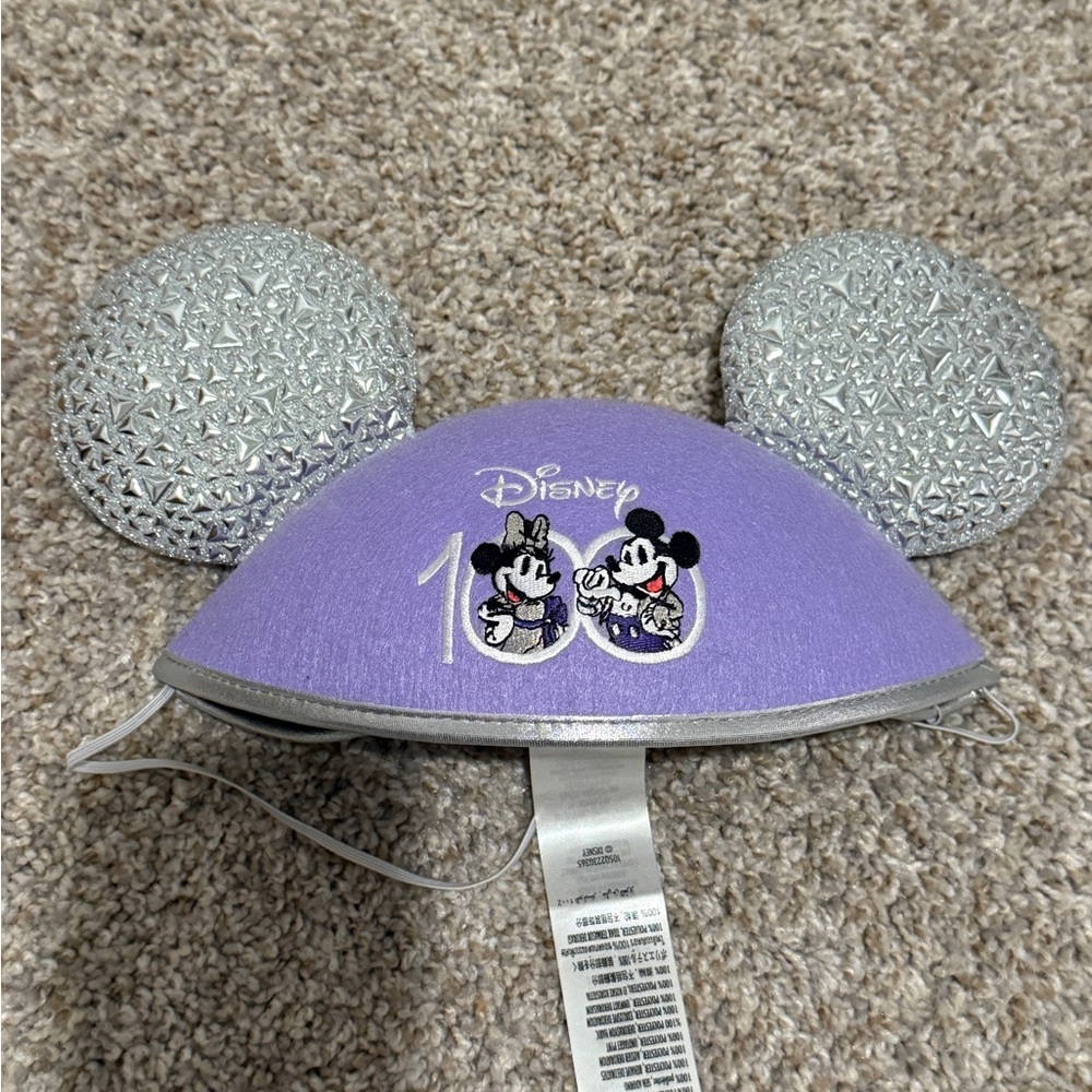 Disney 100 Silver and Purple Mickey Mouse Ears Hat